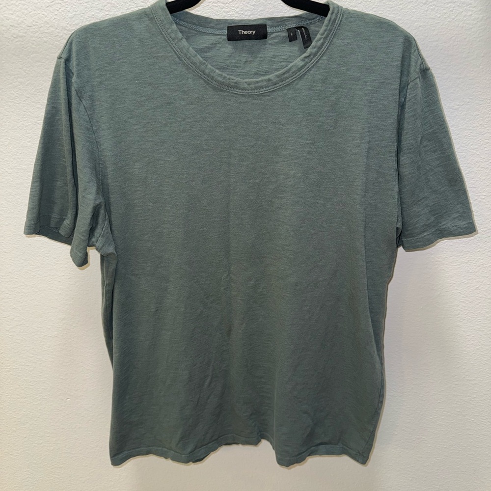 Theory Men’s Washed Sage Green Short-Sleeve Crewneck Tee